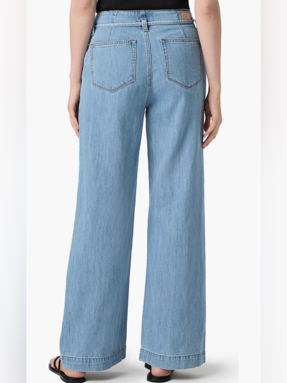 PAIGE Light Blue Wide-Leg Drawstring Jeans - Picture 2 of 3